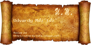 Udvardy Máté névjegykártya